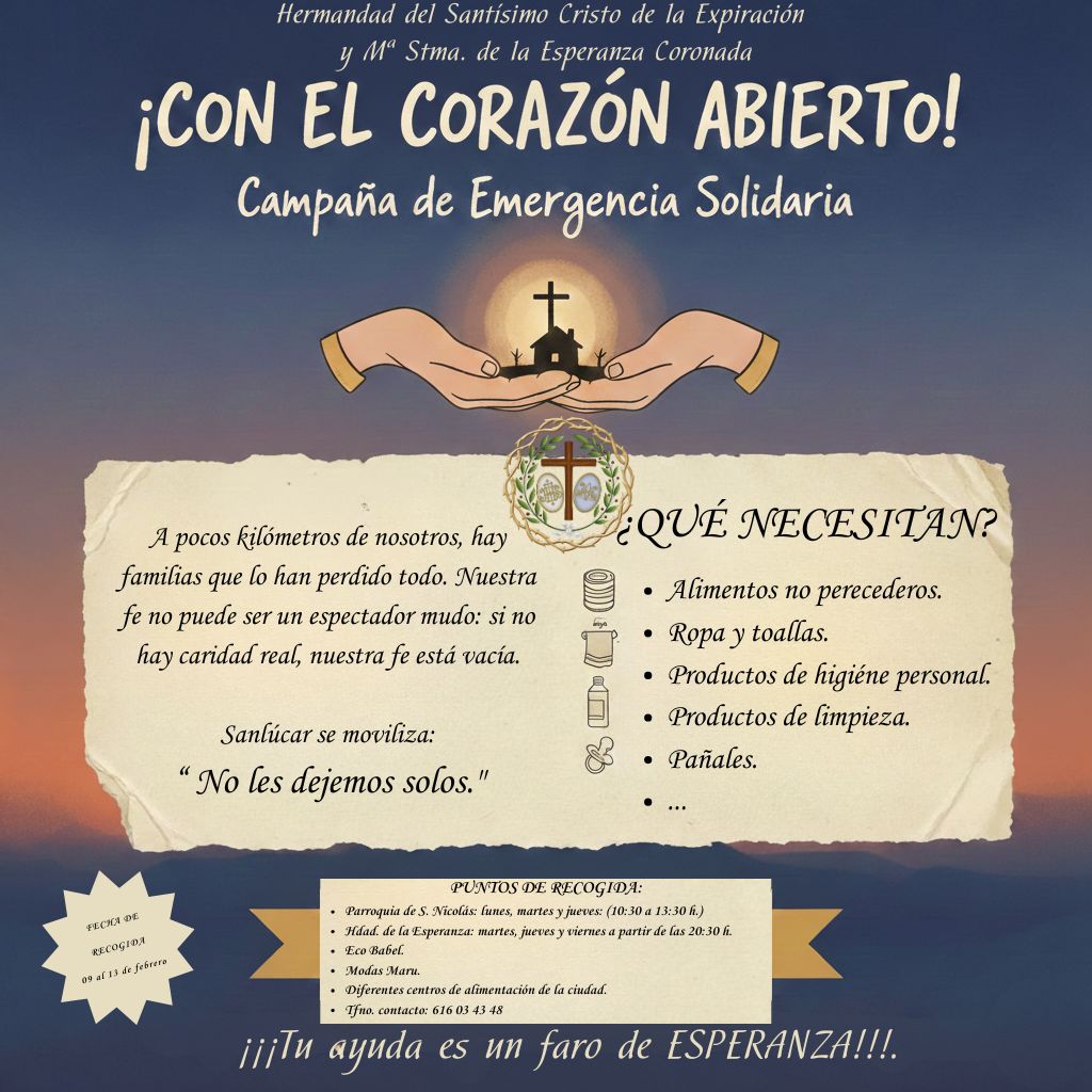SANLÚCAR SE MOVILIZA CON UNA CAMPAÑA DE EMERGENCIA SOLIDARIA: 